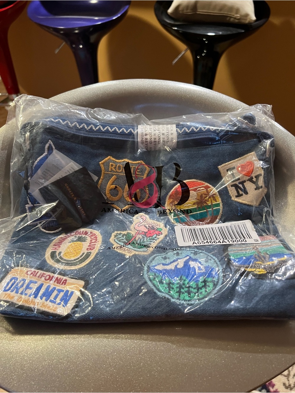 America & Beyond Womenโs Denim Patchwork Crossbody Bag NWT